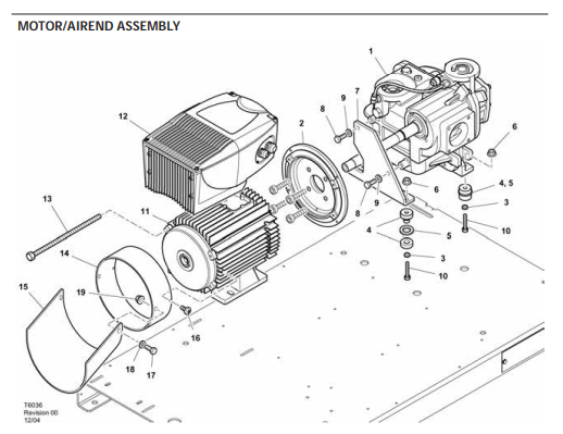 Ingersoll Rand IRN 7.5–15 HP motor and airend assembly diagram with CCN callouts